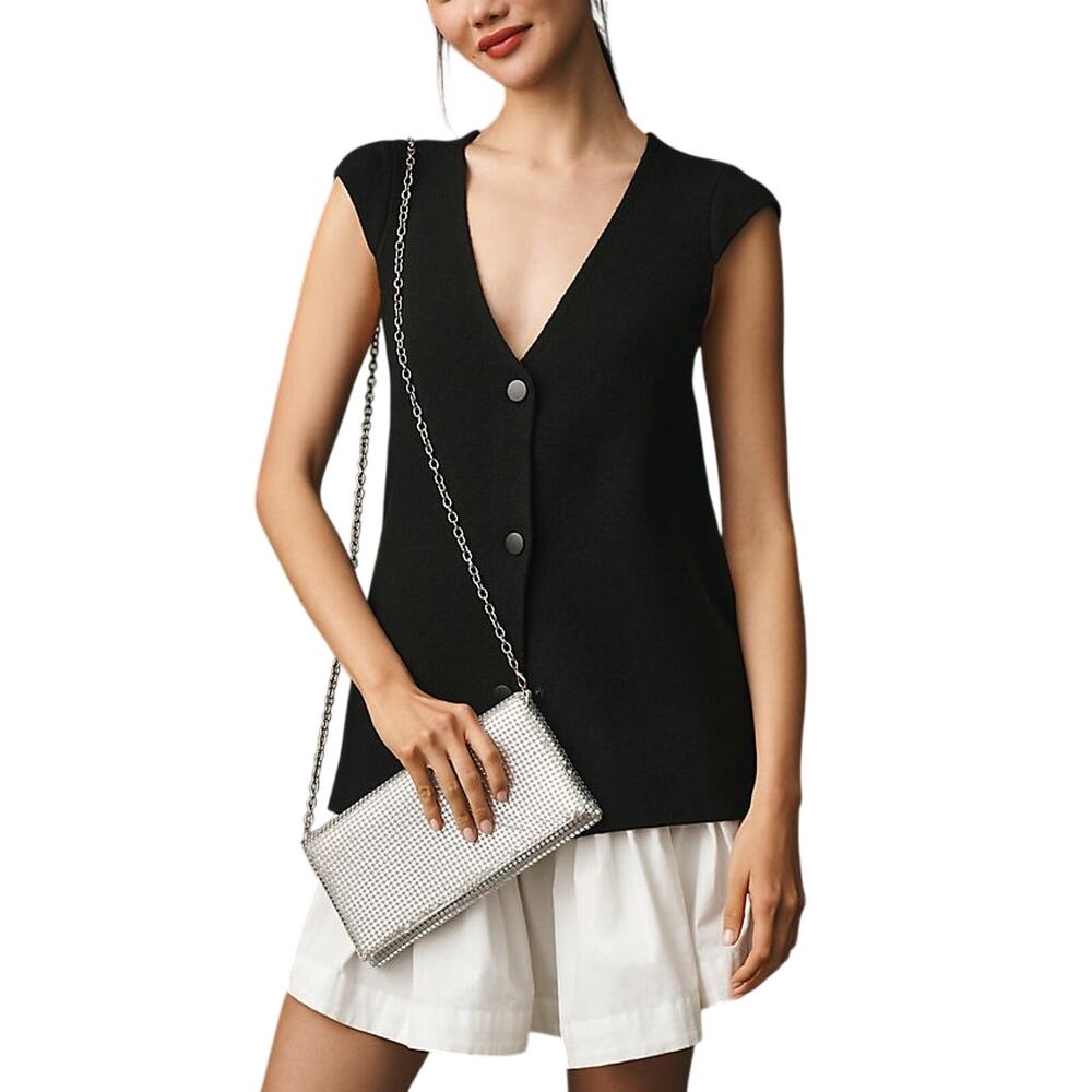 Anthropologie Oversized Black Willa Sweater Vest Size 2x NWT